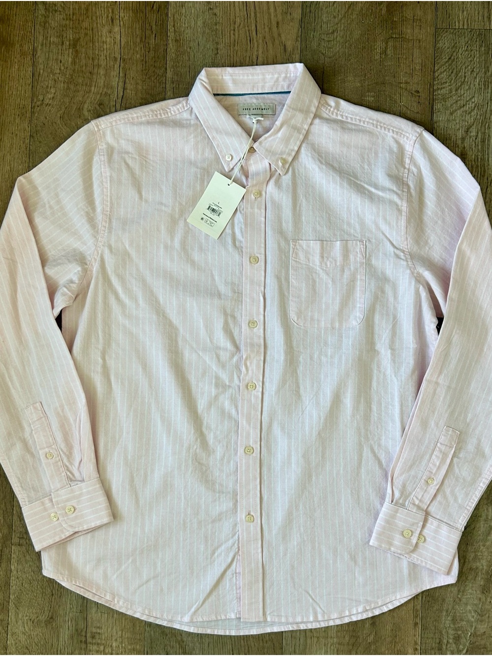 Men's Light Pink Stripe Oxford Button-Down Dress Shirt